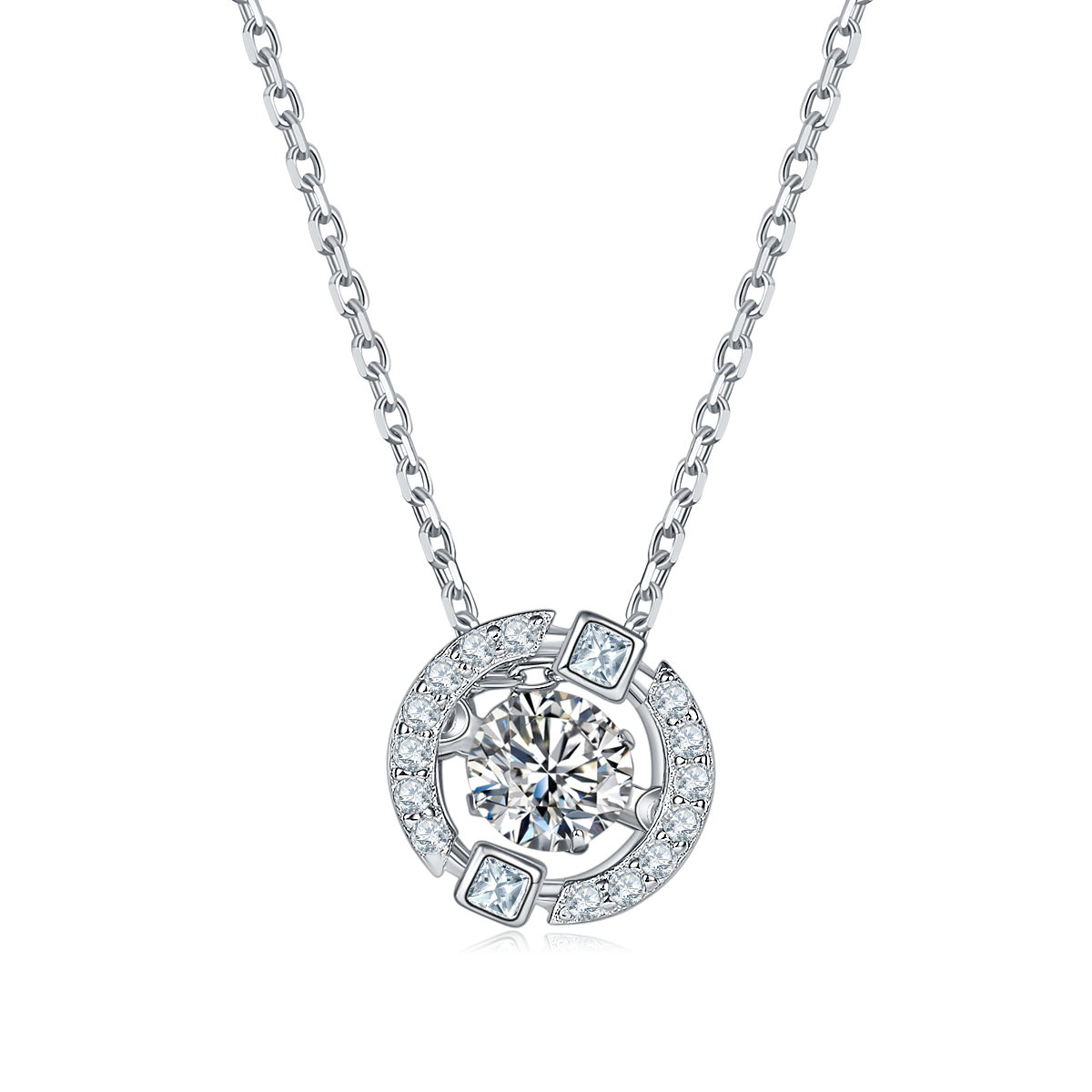Vivid Dreams S925 Silver Plated Platinum Moissanite Necklace 50 Points D-Class